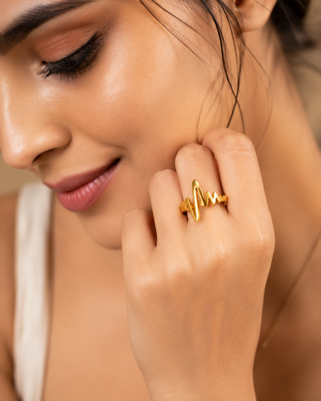 Anti Tarnish ECG Ring for Women