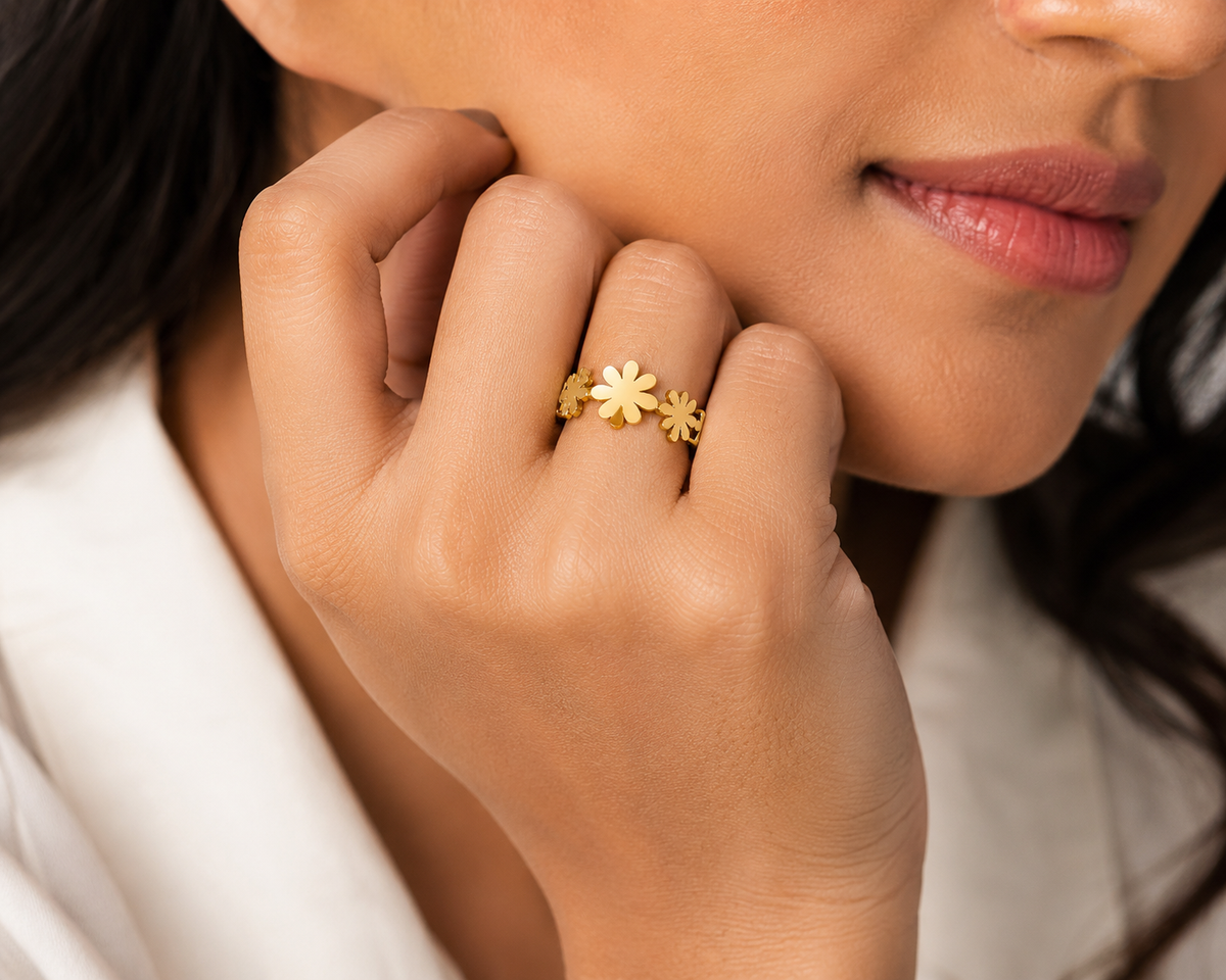 Anti Tarnish  Floral Ring for Women