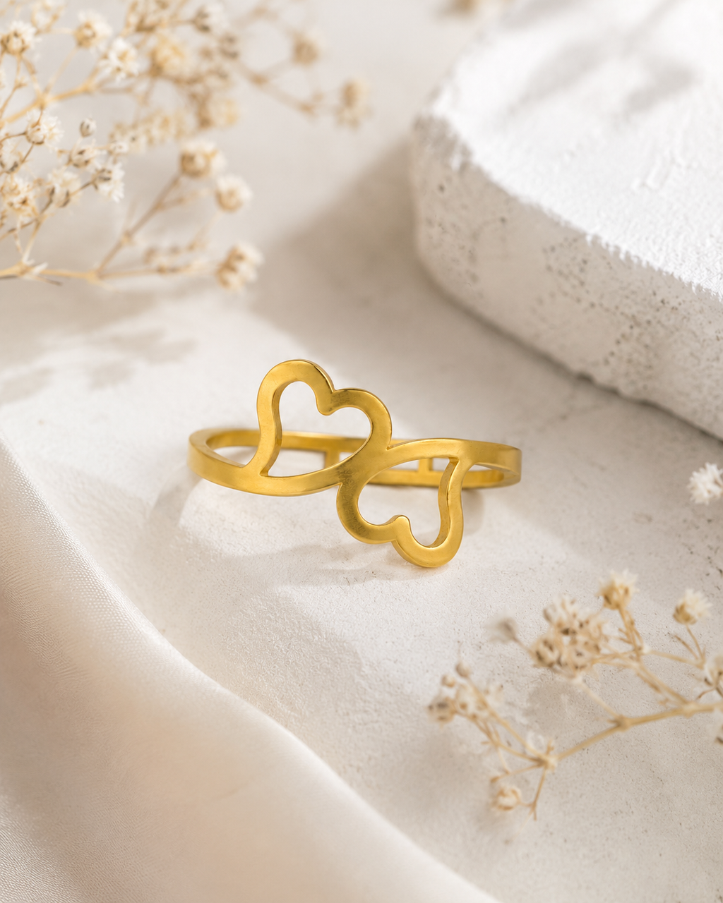 Anti Tarnish Dual Heart Ring for Women